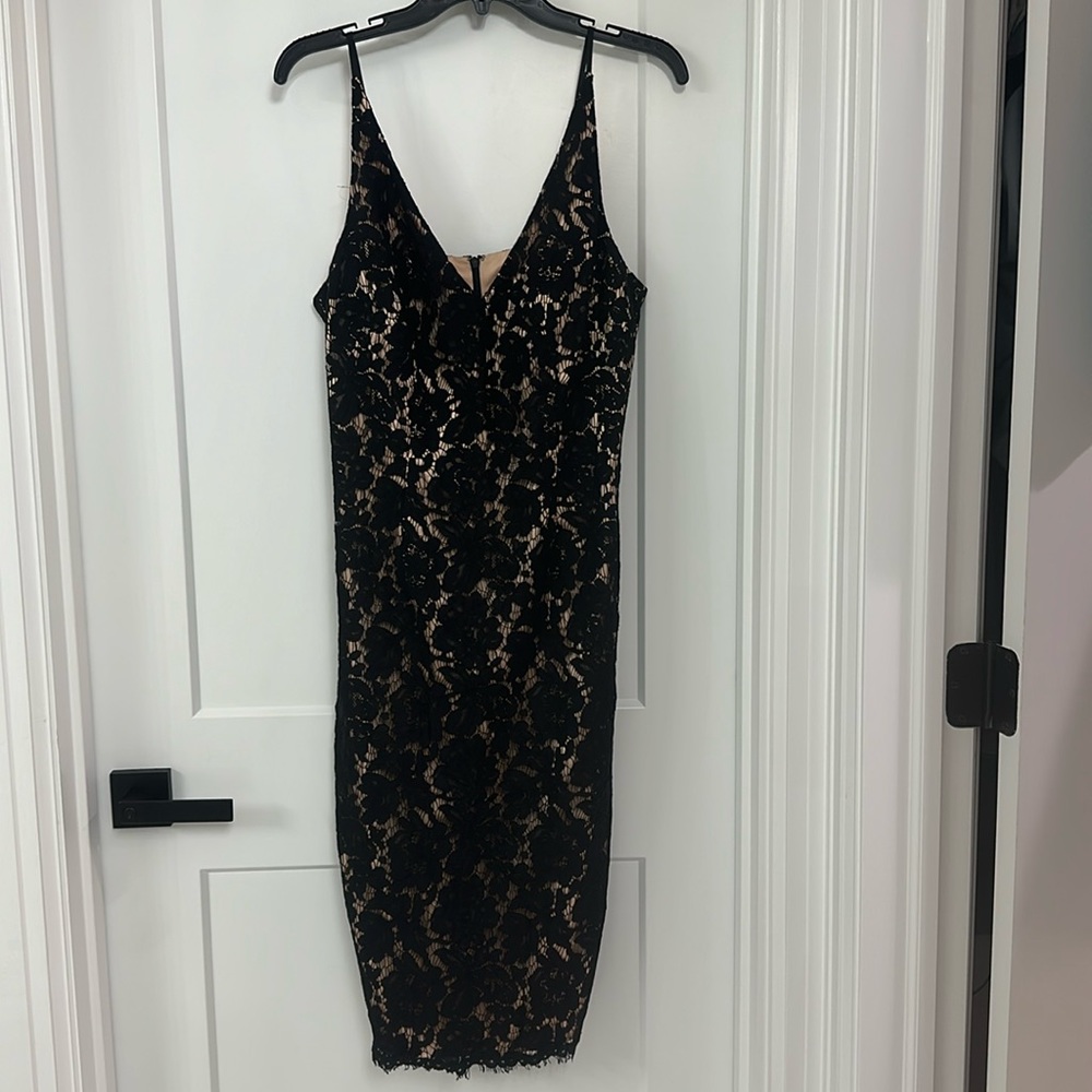 Black and nude lace knee length